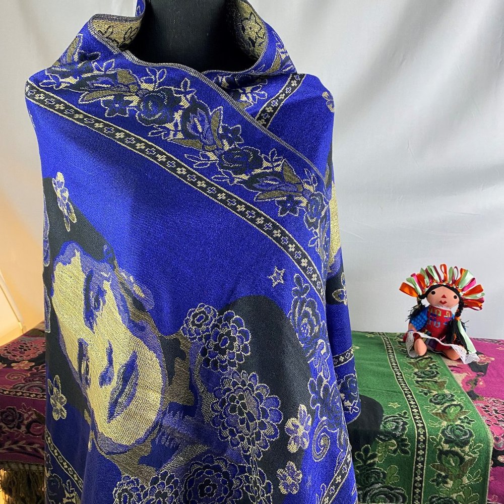 Frida Kahlo - Mexican Rebozo/Shawl -Blue